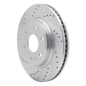 Buick Enclave Brake Rotor (1) - Front Left - R1 Concepts - Drilled & Slotted - Silver - `07-`17